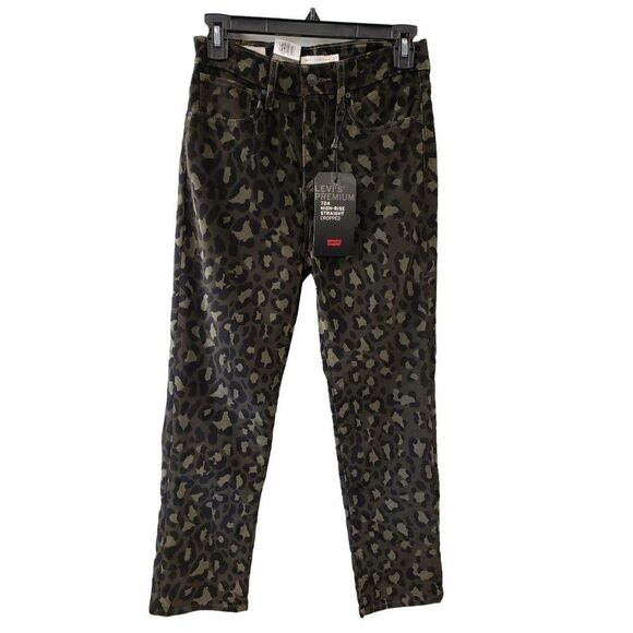 Levi's Camo 724 Jeans Women's 8 29 MEDIUM Stretchy Hi-Rise Cropped Straight NEW‎ - Picture 1 of 8
